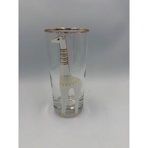 Jonathan Adler Giraffe Highball Glass Gold Rim White Geometric Animal Barware
